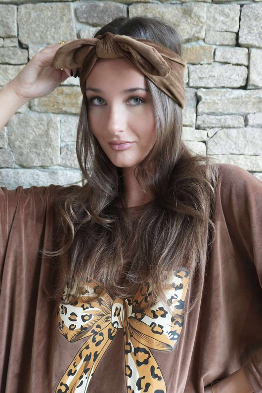 Nora Stretch Velour Headband Chocolate /20=